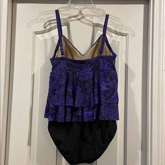 Miraclesuit Purple and Black Paisley Swimsuit excellent condition - Picture 4 of 6